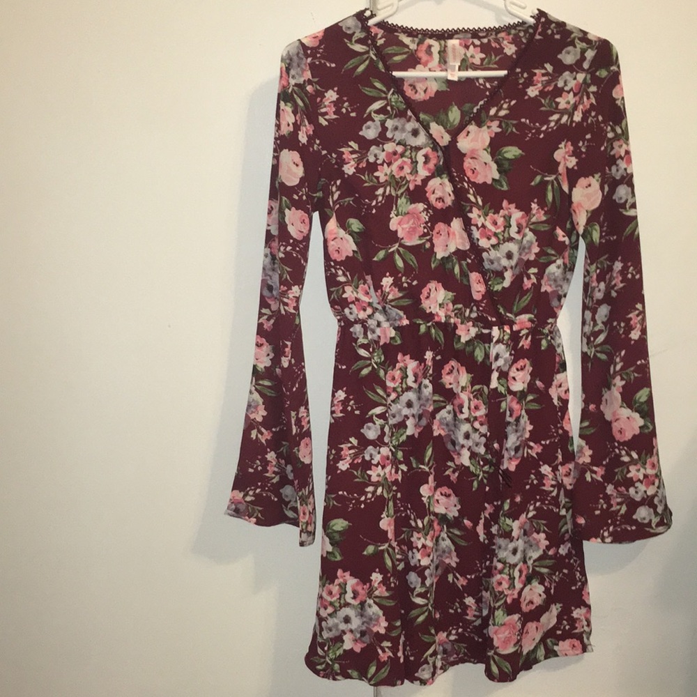 Burgundy floral dress